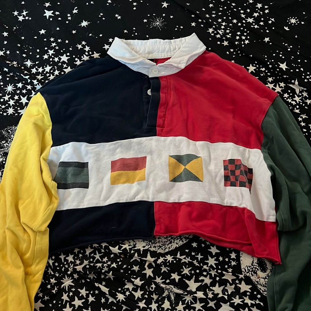 PACSUN cropped flag collared top